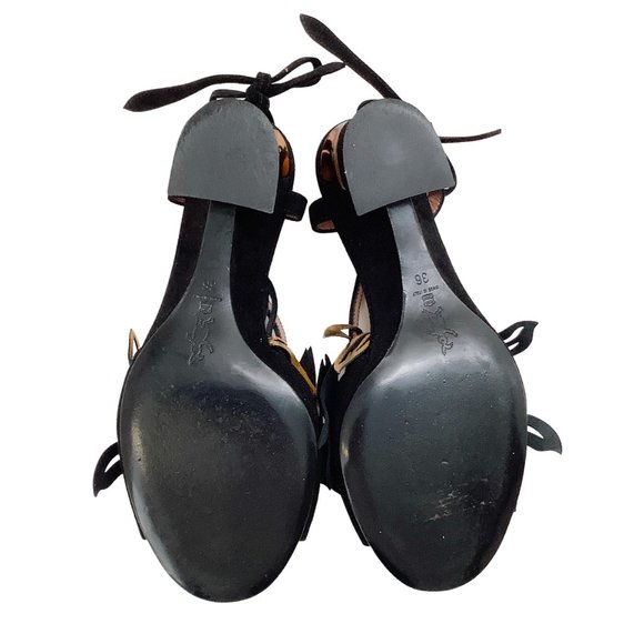 Marni Black Suede Tie Back Sandals with Gold Flower - Picture 6 of 6